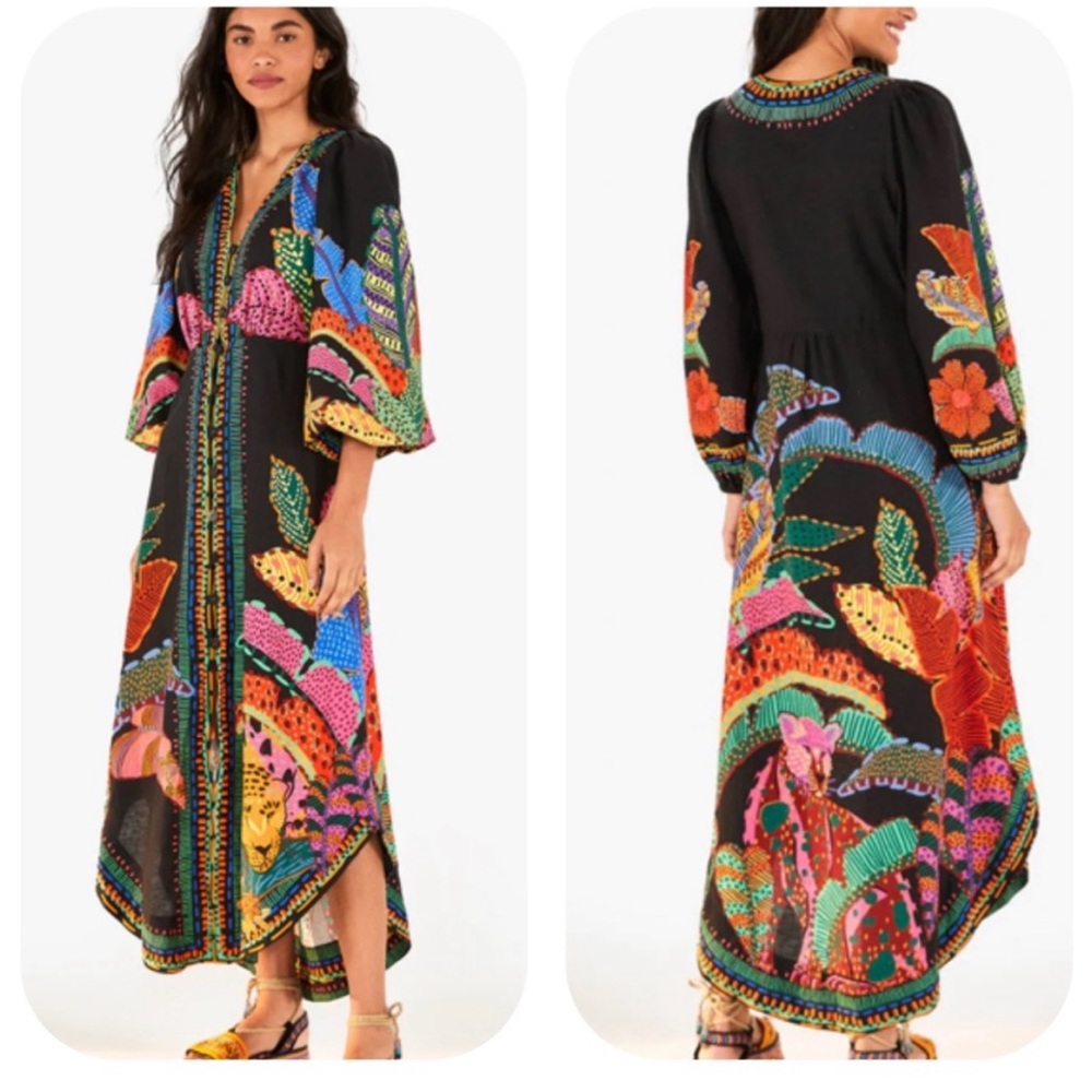 Farm Rio black cool leopards Maxi Dress